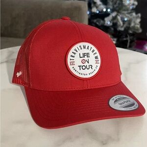 Travis Mathew Life on Tour Red Snapback Trucker Golf Hat Cap Mesh Back